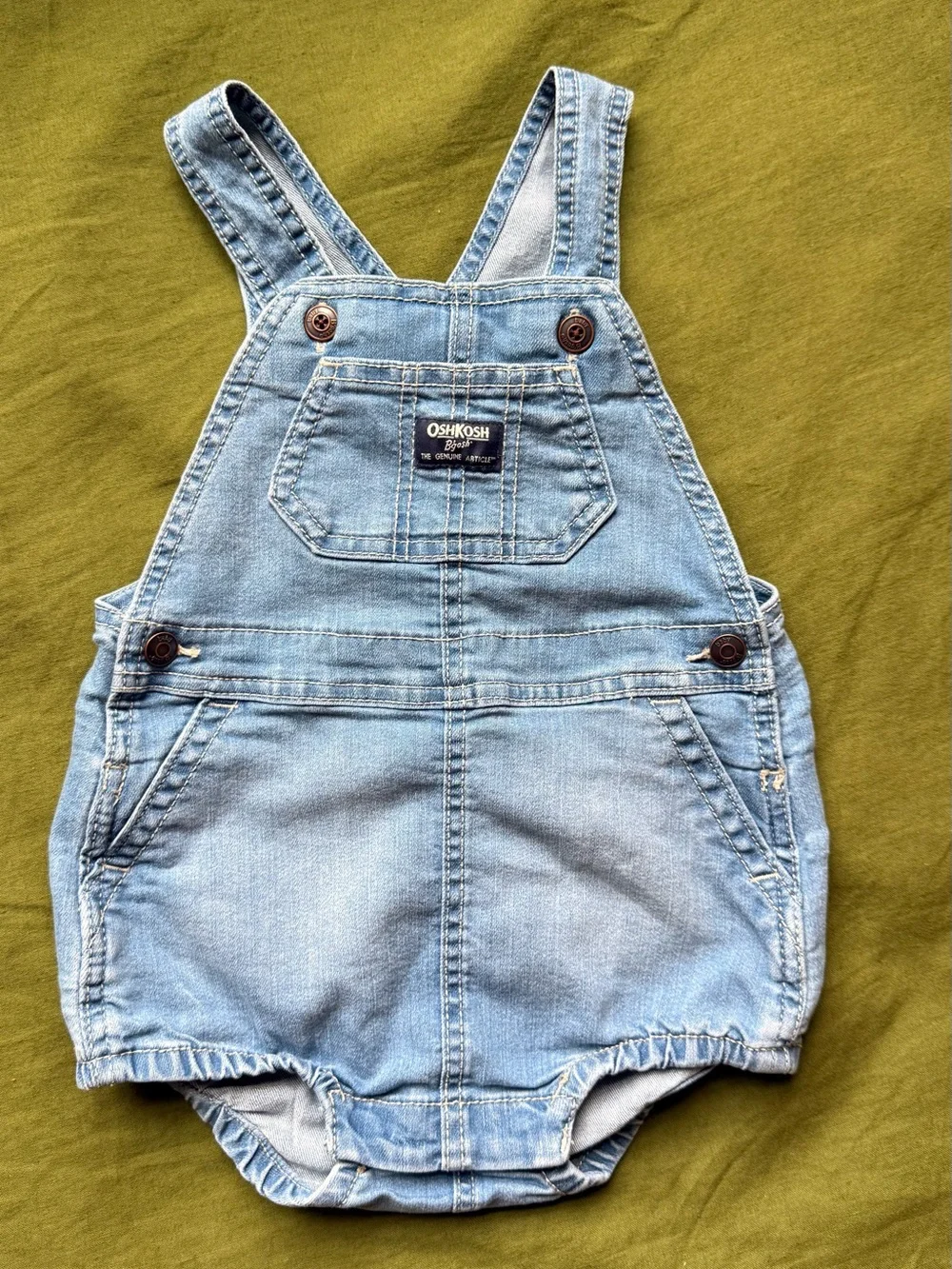 OshKosh B'gosh Light Wash Denim Baby Overalls Romper